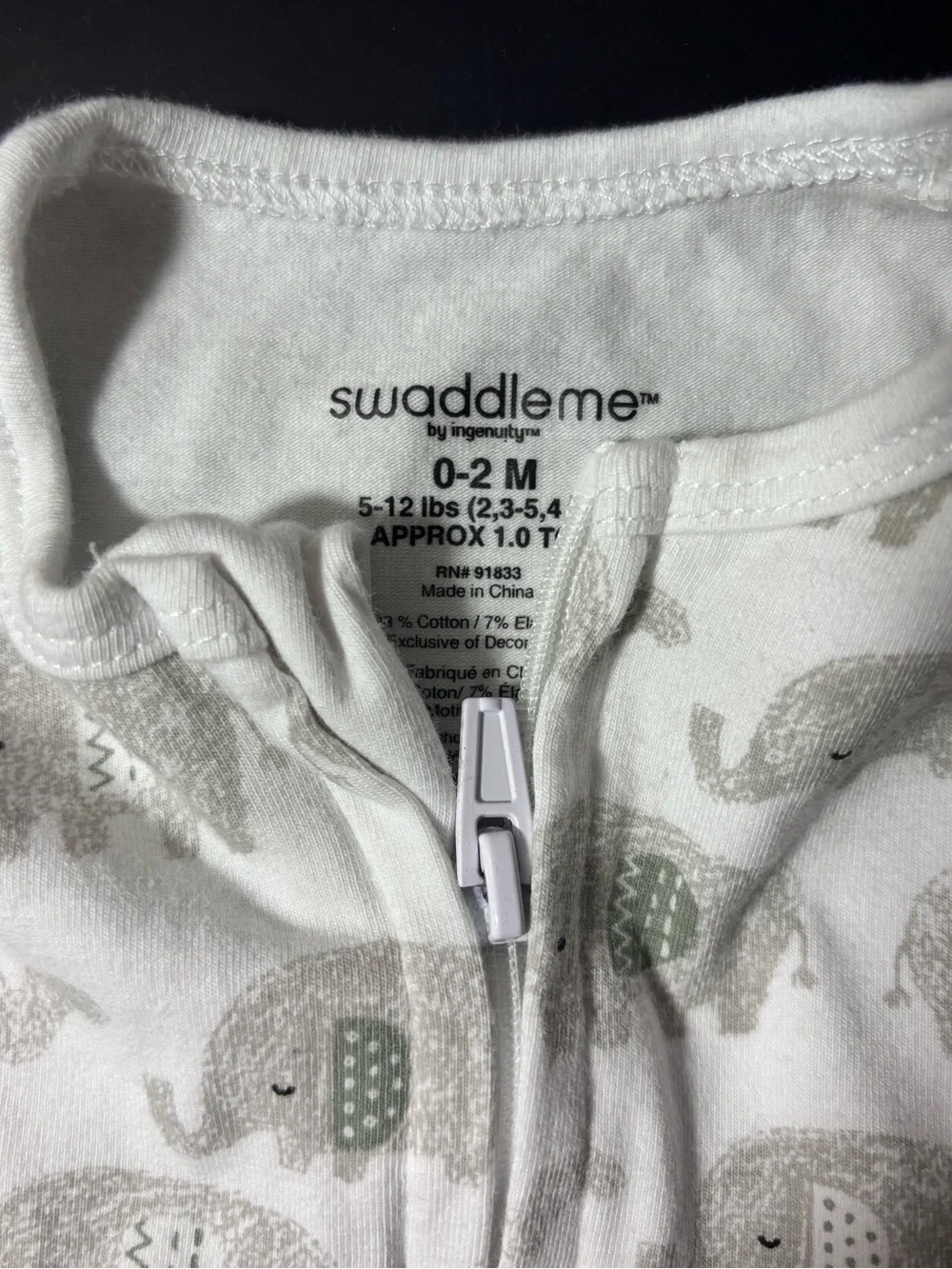 SwaddleMe White Sleep Sacks with Gray and Green Elephant Print (2 Pack)